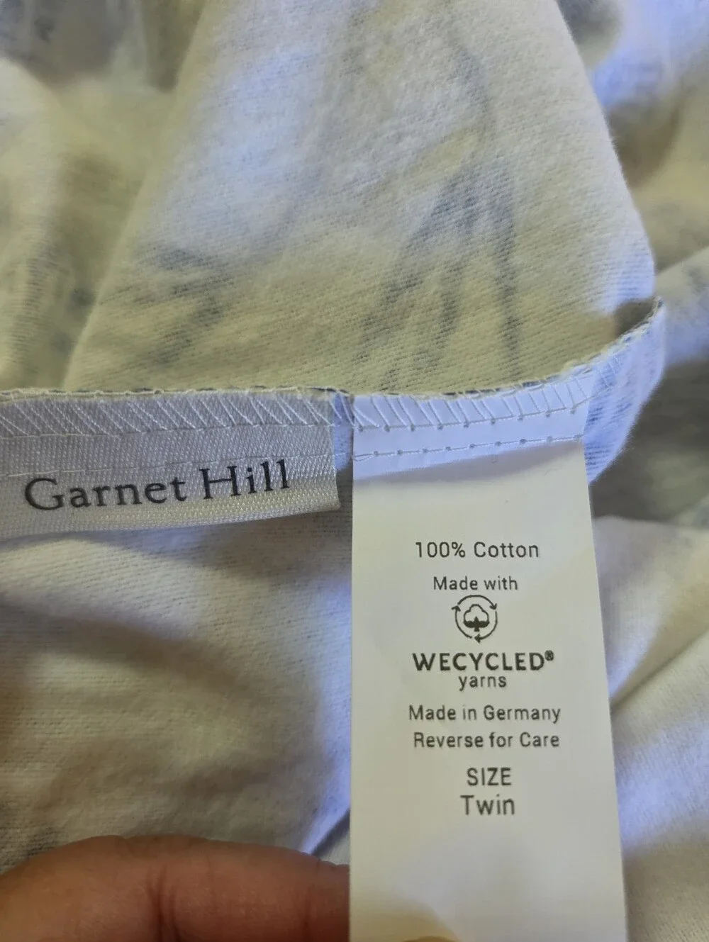 Garnet Hill Twin Size Sinature Bird Flannel White/blue Duvet Cover